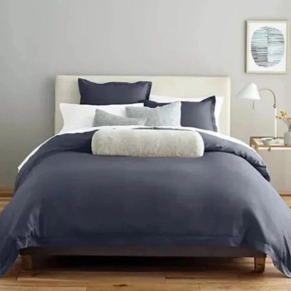 Nestwell 450TC Queen Sized Duvet Cover Blue 100% Cotton OEKO-Tex Bedding